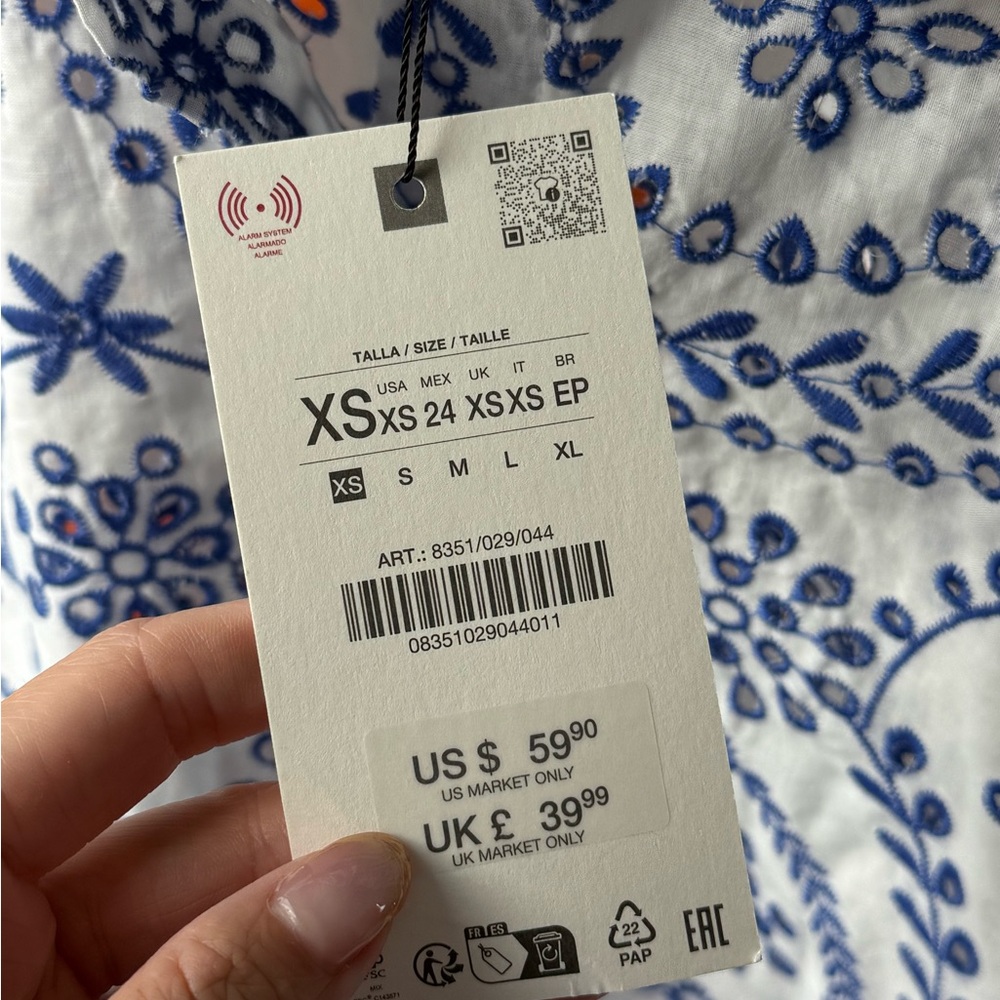 Zara Blue Patterned Shirt - Picture 3 of 5
